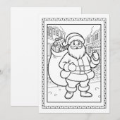 子供用サンタのぬりえ クリスマス フラットノートカード (正面/裏面)