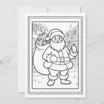 子供用サンタのぬりえ クリスマス フラットノートカード