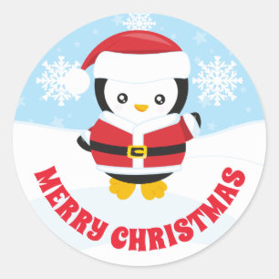 子供用サンタクロースの衣装 ペンギン メリークリスマス ラウンドシール