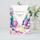 子供用スイートキャンディランド誕生日 サンキューカード (スタンド正面)