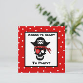 子供用スカル海賊版水玉模様誕生会 招待状 (スタンド正面)