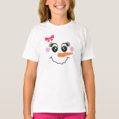 子供用スノーマンガールフェイスTシャツ Tシャツ (正面)