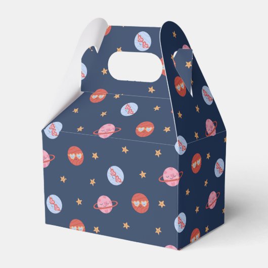 子供用スペースミニパターン惑星と星 フェイバーボックス (正面サイド)