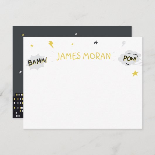 子供用スーパーヒーロー メッセージカード ノートカード (正面/裏面)