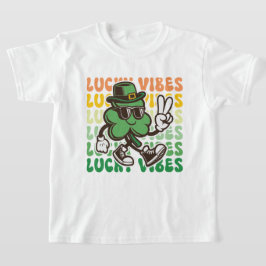 子供用セントパトリックデー緑クローブラッキーバイブス Tシャツ