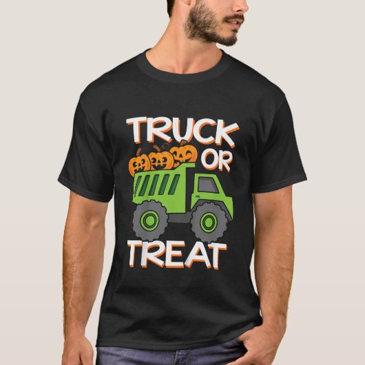 子供用ダンプトラック かぼちゃの行列 ハロウィン ゴミ収集車 T Tシャツ (正面)