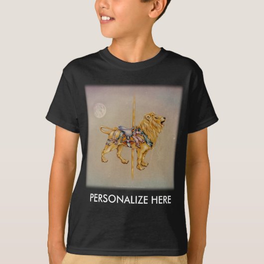 子供用ダークTシャツ - カルーセルライオンSQ Tシャツ (正面)