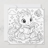 子供用ドラゴン誕生日カード - 色をつけよう カード (正面)