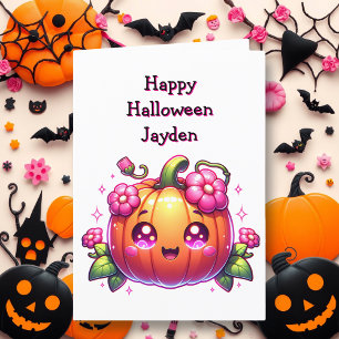 子供用ハロウィンのかぼちゃのぬりえページ カード