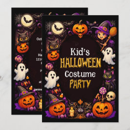 子供用ハロウィンコスチュームパーティーの招待状 カード