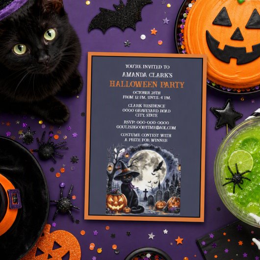 子供用ハロウィンコスチューム 黒猫パーティー 招待状