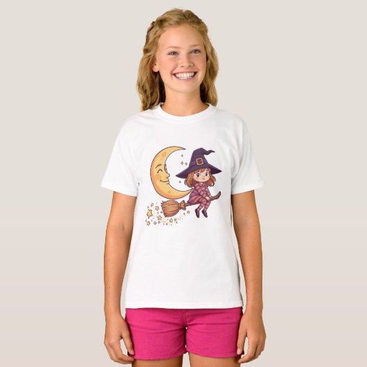 子供用ハロウィンリトルウィッチムーンTシャツ Tシャツ (正面フル)