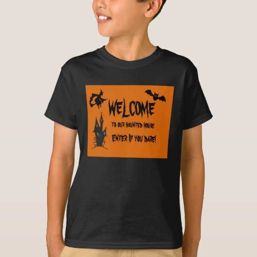 子供用ハロウィンTシャツ: お化け屋敷 Tシャツ (正面)
