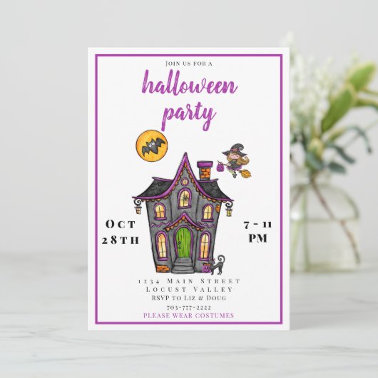 子供用ハロウィーンハ幽霊のよく出るウスパーティー 招待状 (スタンド正面)