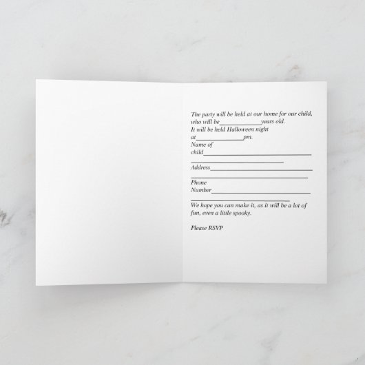子供用ハロウィーン誕生日パーティーカードw幽霊たち 招待状 (内部)