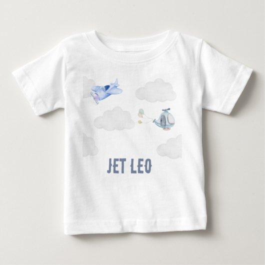 子供用パーソナライズされた飛行機Tシャツ ベビーTシャツ (正面)