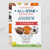 子供用パーソナルスポーツ誕生日招待状 招待状 (正面/裏面)