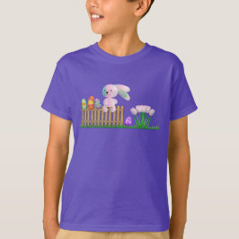 子供用パープルのTシャツ 男の子 うさぎ イースターエッグ イベント Tシャツ