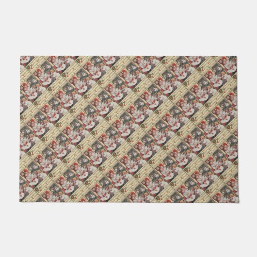 子供用ビクトリアンビンテージクリスマスドアマット ドアマット (正面)