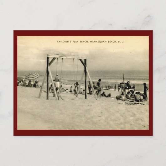 子供用ビーチ、マナスクアン、ニュージャージー州ヴィンテージ ポストカード (正面)
