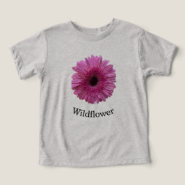 子供用ピンクのガーベラ・デイジー・ワイルドフラワーのトドラーTシャツ