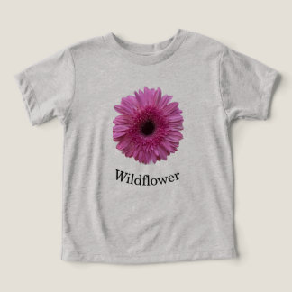 子供用ピンクのガーベラ・デイジー・ワイルドフラワーのトドラーTシャツ