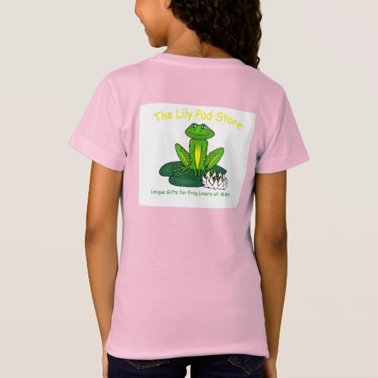 子供用ピンクのスイレンに乗ったカエル Tシャツ (裏面)