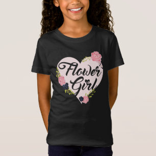 子供用フラワーガールハート付きブライズメイドシャツ結婚式 Tシャツ