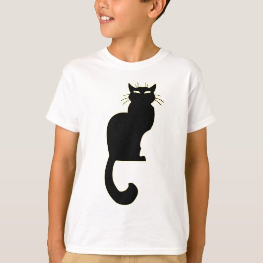 子供用ブラックキャットTシャツ 黒猫アート 子供用Tシャツ Tシャツ (正面)