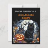 子供用ブラックハロウィンコスチュームパーティー招待状 (正面)