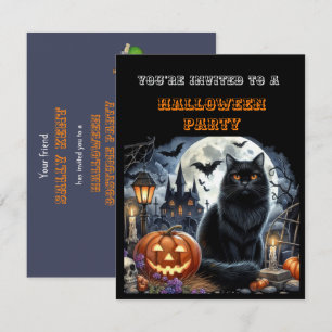 子供用ブラックハロウィンコスチュームパーティー招待状
