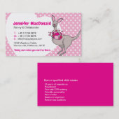 子供用ベビーシッターのケアラーピンクのカンガルーのカード 名刺 (正面/裏面)