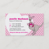 子供用ベビーシッターのケアラーピンクのカンガルーのカード 名刺 (正面)