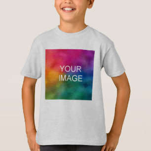 子供用ボーイズ半袖アッシュグレーTシャツに写真をアップロード Tシャツ