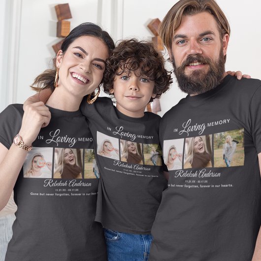 子供用モダン3枚写真コラージュ葬式Tシャツ Tシャツ