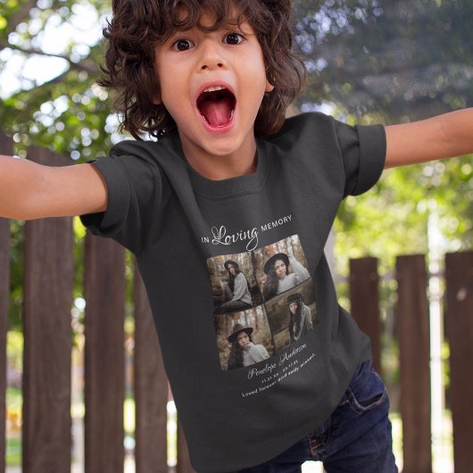 子供用モダン4枚フォトコラージュ葬式Tシャツ Tシャツ