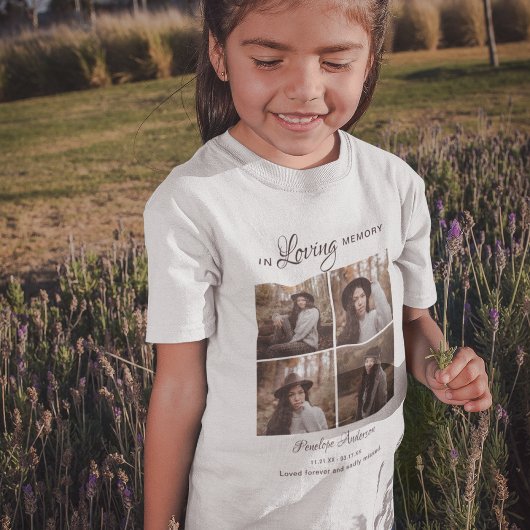 子供用モダン4枚フォトコラージュ葬式Tシャツ Tシャツ