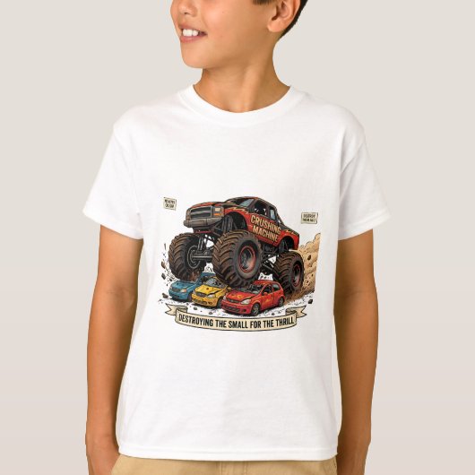 子供用モンスタートラック スペアタイヤ Tシャツ (正面)