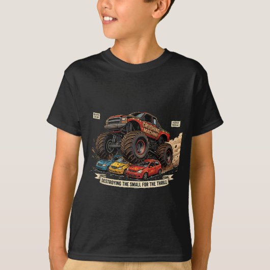 子供用モンスタートラック スペアタイヤ Tシャツ (正面)