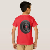 子供用モンスタートラック スペアタイヤ Tシャツ (裏面フル)