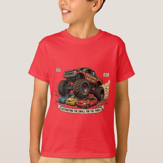子供用モンスタートラック スペアタイヤ Tシャツ (正面)