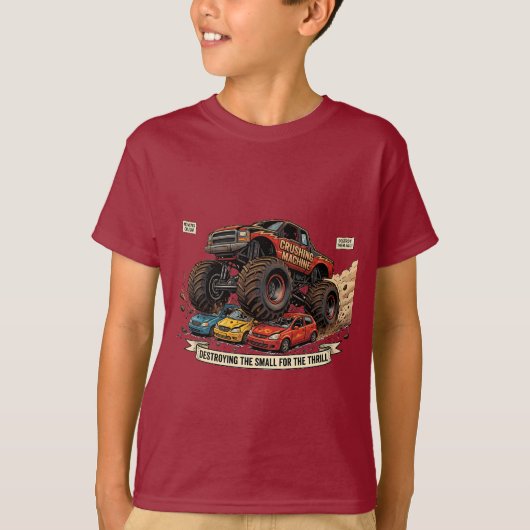 子供用モンスタートラック スペアタイヤ Tシャツ (正面)