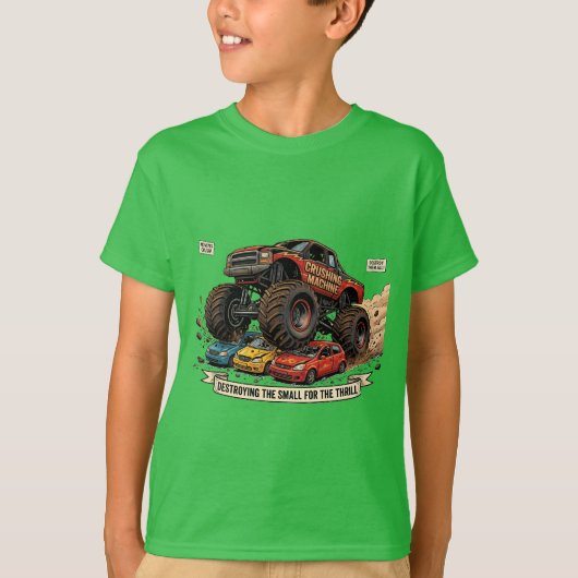 子供用モンスタートラック スペアタイヤ Tシャツ (正面)