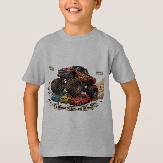 子供用モンスタートラック スペアタイヤ Tシャツ (正面)