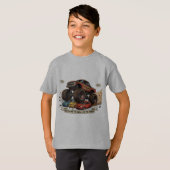 子供用モンスタートラック スペアタイヤ Tシャツ (正面フル)