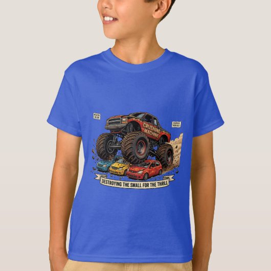 子供用モンスタートラック スペアタイヤ Tシャツ (正面)