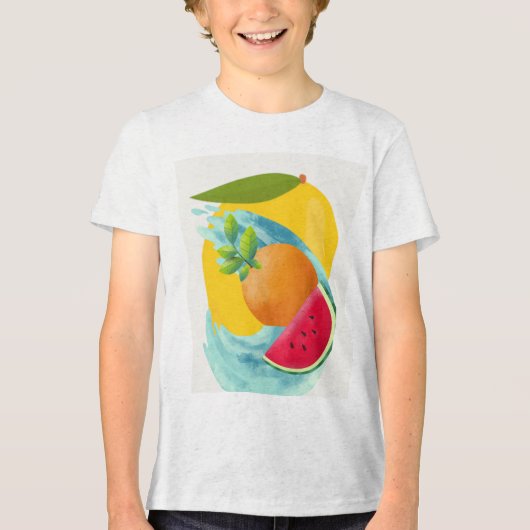 子供用ユニセックス白Tシャツ トライブレンドTシャツ (正面)