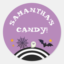 子供用ライラックのハロウィンキャンディパーソナライズ ラウンドシール
