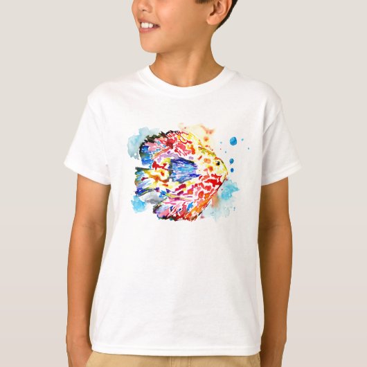 子供用レインボーフィッシュ水彩Tシャツ Tシャツ (正面)