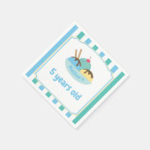 子供用レトロブルーグリーンアイスクリームパーティー スタンダードカクテルナプキン (角)